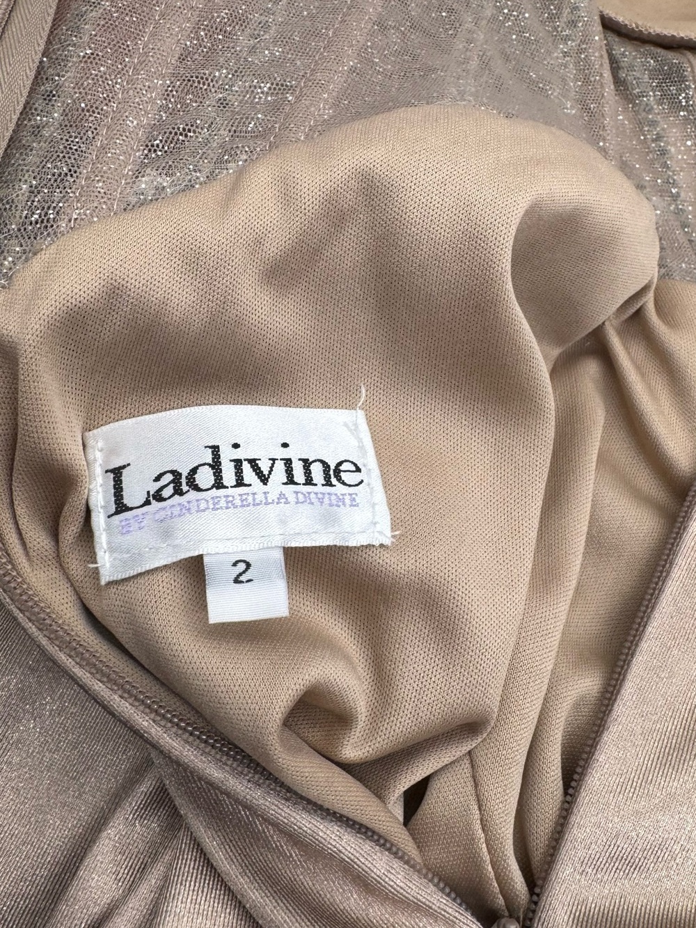 Ladivine Embellished Corset Satin Prom Dress Nude Mermaid Gown - Picture 7 of 13